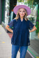 Navy Swiss Dot Chiffon Crochet Detailed Lined Top