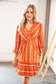 Persimmon Stripe Floral Surplice Fit & Flare Ruffle Dress