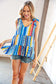 Vertical Multi Print V Neck Shoulder Tie Detail Top