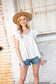 Oatmeal Linen Frayed Hi-Lo Baby Doll Top