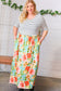 Mint Floral Stripe Fit & Flare Pocketed Maxi Dress