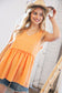 Peach V Neck Sleeveless Ruffle Frill Tunic