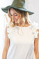 White Satin Frill Shoulder Blouse