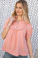 Blush Cotton Linen Frayed Yoke Collared Top