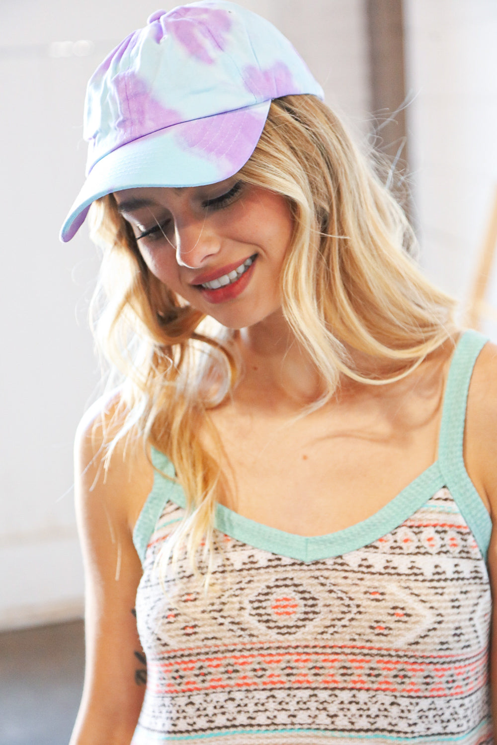 Sky Lavender Tie Dye Adjustable Baseball Cap