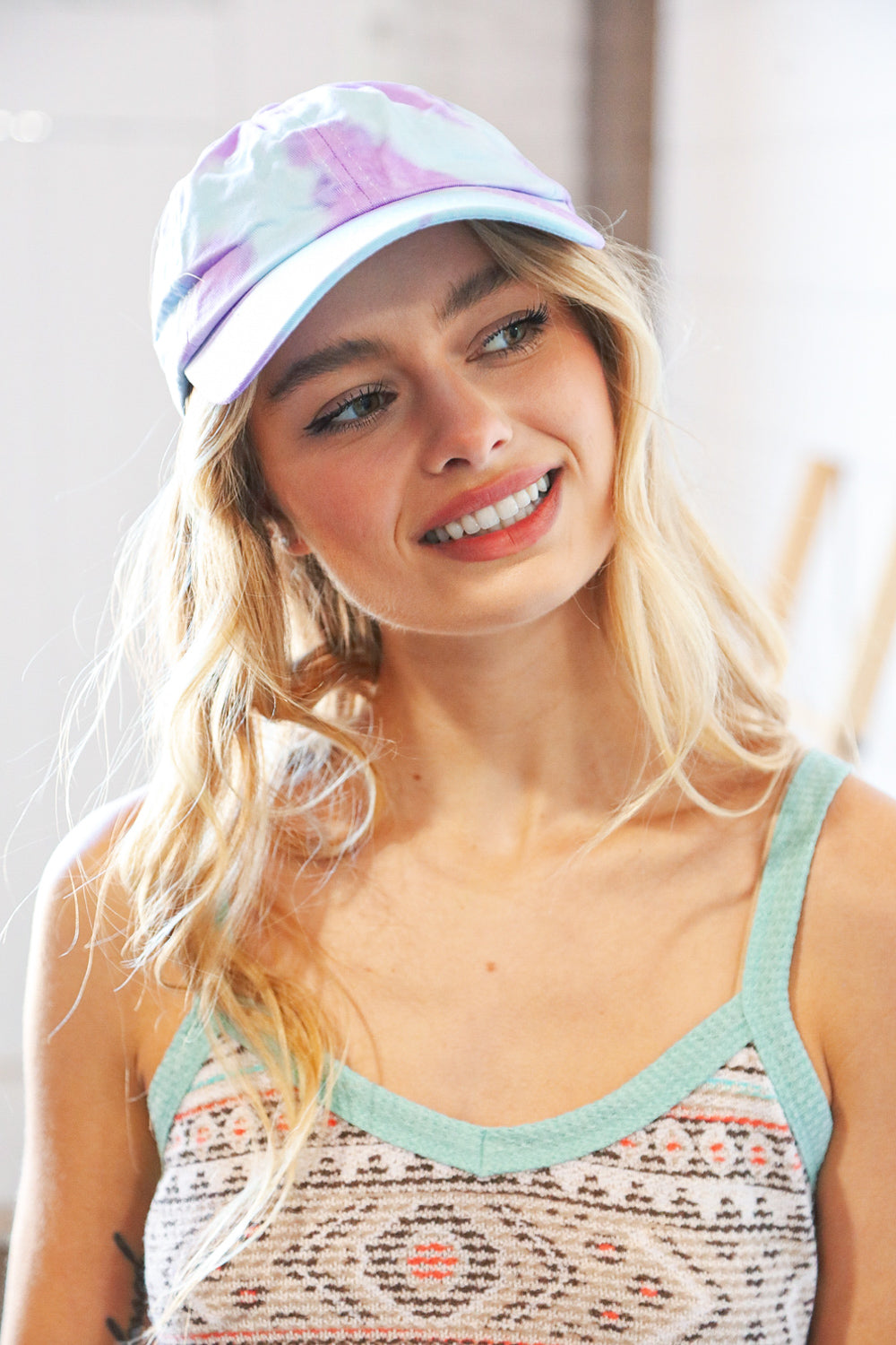 Sky Lavender Tie Dye Adjustable Baseball Cap