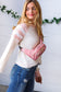 Blush Quilted Convertable Belt Sling Bag