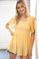 Sunflower Striped Tassel Back Tie Smocked Blouse