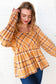 Sunflower Plaid Square Neck Bubble Sleeve Babydoll Top