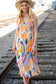 Multicolor Shoulder Tie Smocked Ruffle Lined Maxi Dress