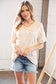 Peach/Tan Terry V Neck Color Block Stripe Loose Fit Top