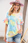 Yellow & Blue Tie Dye Dolman Ruffle Top with Pocket