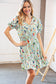 Sage Terrazzo Surplice Neck Smocked Waist Dress