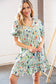 Sage Terrazzo Surplice Neck Smocked Waist Dress