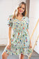 Sage Terrazzo Surplice Neck Smocked Waist Dress