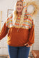 Rust Aztec Hacci Color Block Hoodie