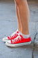 Red Canvas Lace Up Sneakers