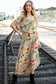 Sage/Coral Floral Print Ruffle Off-Shoulder Maxi Dress