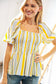 Sunflower Vertical Stripe Bubble Sleeve Smocked Top