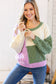 Ivory & Green Colorblock Cable Knit Sweater