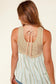 Taupe & Mint Two-Tone Boho Woven Print Back Tie Tank